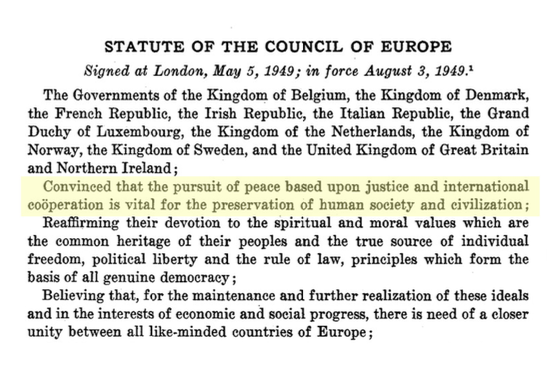 Statute of the Council of Europe, May 5, 1949