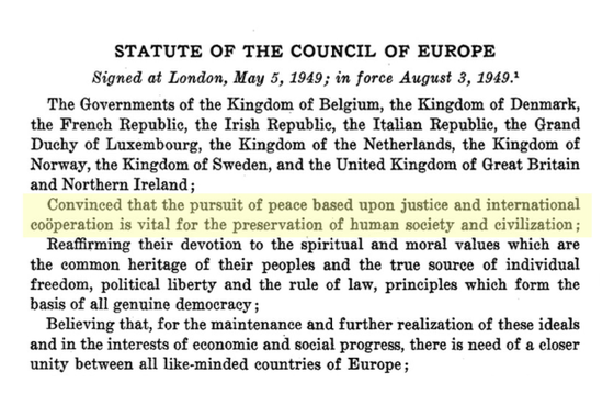 Statut du Conseil de l'Europe, 5 mai 1949