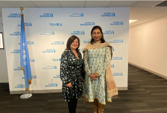 PACE Secretary General Despina Chatzivassiliou-Tsovilis and Anita Bathia, UN Women Deputy Executive Director and Assistant Secretary-General of the United Nations