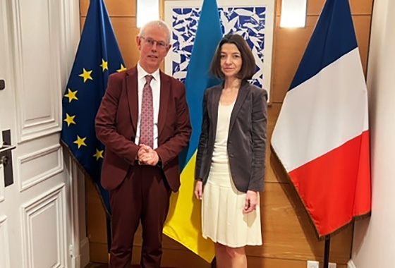 Tiny Kox with Secretary of State for Europe Laurence Boone