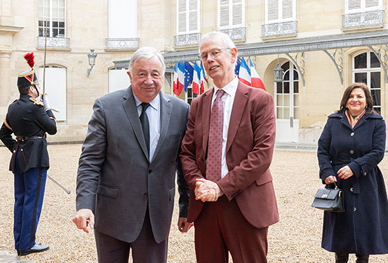 PACE President meets with French Senate President Gérard Larcher in presence of PACE Secretary General Despina Chatzivassiliou-Tsovilis
