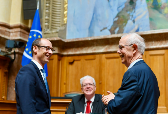 The President of the Swiss National Council, Martin Candinas, with PACE President Tiny Kox
